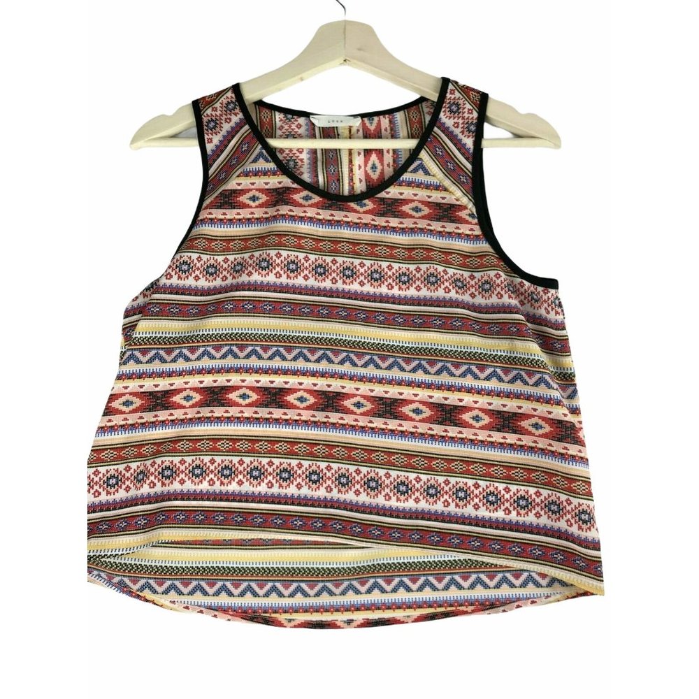 LUSH High Low Tank Top Red White Blue Small